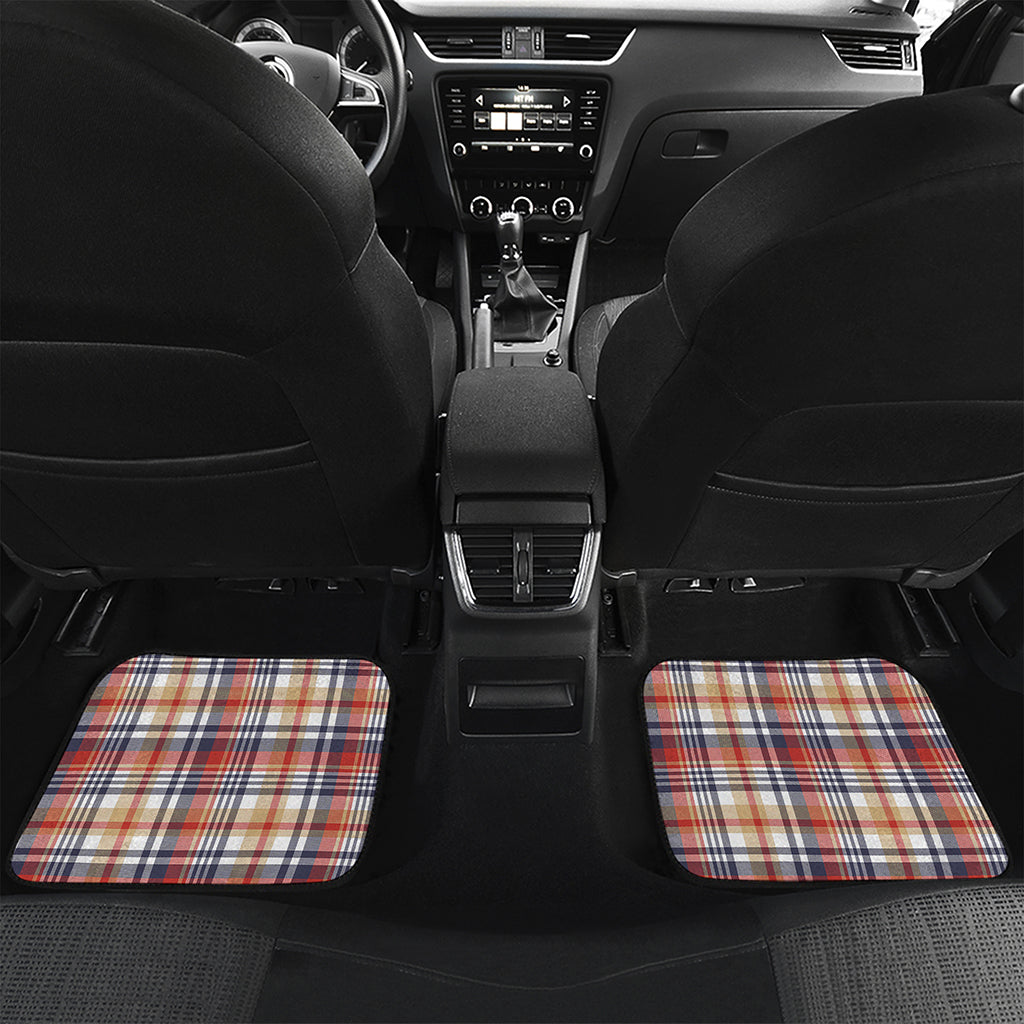 Red Blue And Beige Madras Plaid Print Front and Back Car Floor Mats