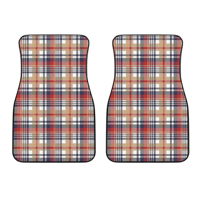 Red Blue And Beige Madras Plaid Print Front Car Floor Mats