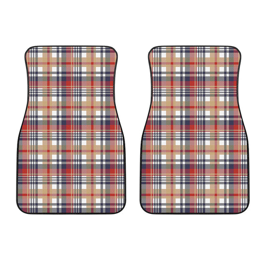 Red Blue And Beige Madras Plaid Print Front Car Floor Mats