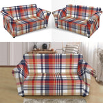 Red Blue And Beige Madras Plaid Print Loveseat Slipcover