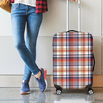 Red Blue And Beige Madras Plaid Print Luggage Cover