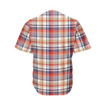 Red Blue And Beige Madras Plaid Print Men's Baseball Jersey