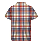 Red Blue And Beige Madras Plaid Print Men's Short Sleeve Shirt