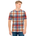 Red Blue And Beige Madras Plaid Print Men's T-Shirt