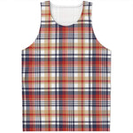 Red Blue And Beige Madras Plaid Print Men's Tank Top