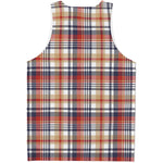 Red Blue And Beige Madras Plaid Print Men's Tank Top