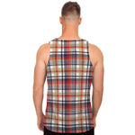 Red Blue And Beige Madras Plaid Print Men's Tank Top