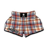 Red Blue And Beige Madras Plaid Print Muay Thai Boxing Shorts