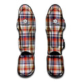 Red Blue And Beige Madras Plaid Print Muay Thai Shin Guards