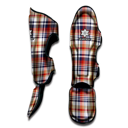 Red Blue And Beige Madras Plaid Print Muay Thai Shin Guard