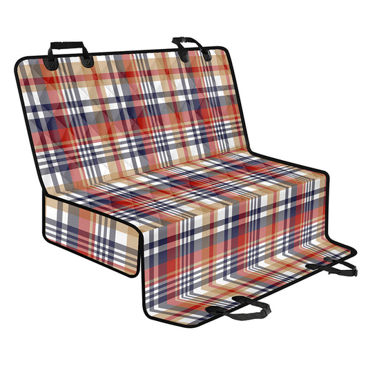 Red Blue And Beige Madras Plaid Print Pet Car Back Seat Cover