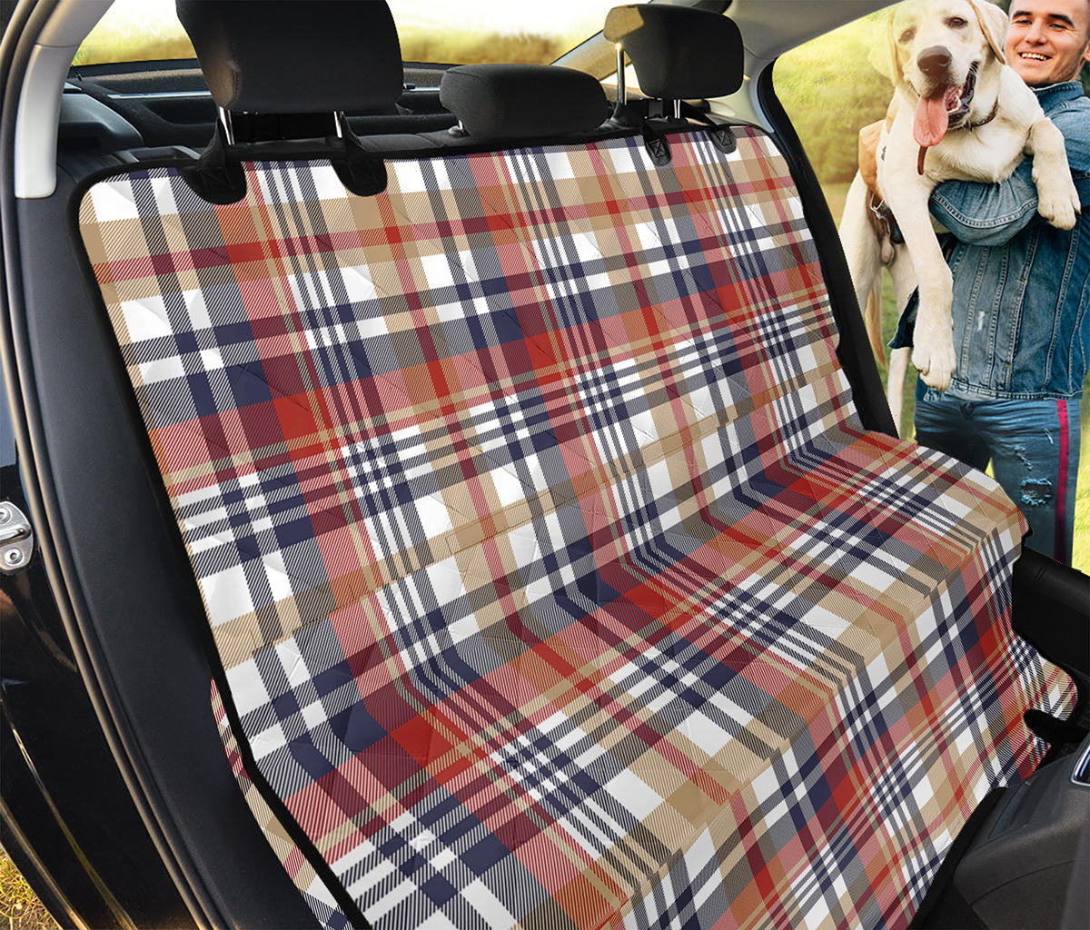 Red Blue And Beige Madras Plaid Print Pet Car Back Seat Cover