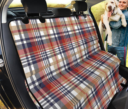 Red Blue And Beige Madras Plaid Print Pet Car Back Seat Cover
