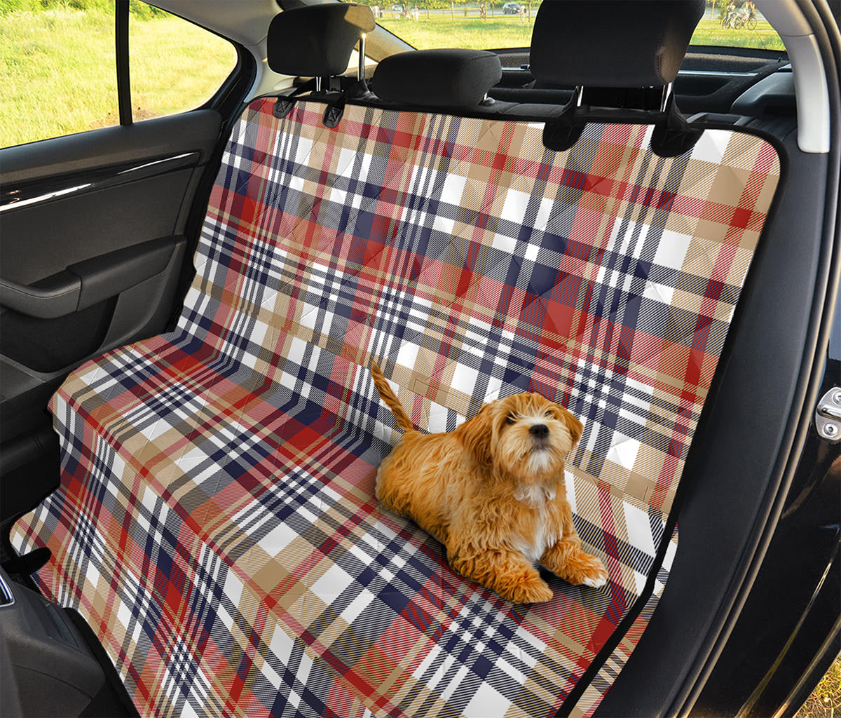Red Blue And Beige Madras Plaid Print Pet Car Back Seat Cover