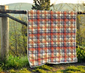 Red Blue And Beige Madras Plaid Print Quilt