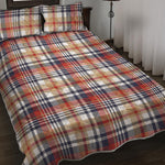 Red Blue And Beige Madras Plaid Print Quilt Bed Set