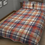 Red Blue And Beige Madras Plaid Print Quilt Bed Set