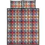 Red Blue And Beige Madras Plaid Print Quilt Bed Set
