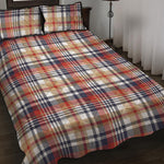 Red Blue And Beige Madras Plaid Print Quilt Bed Set