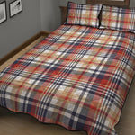 Red Blue And Beige Madras Plaid Print Quilt Bed Set