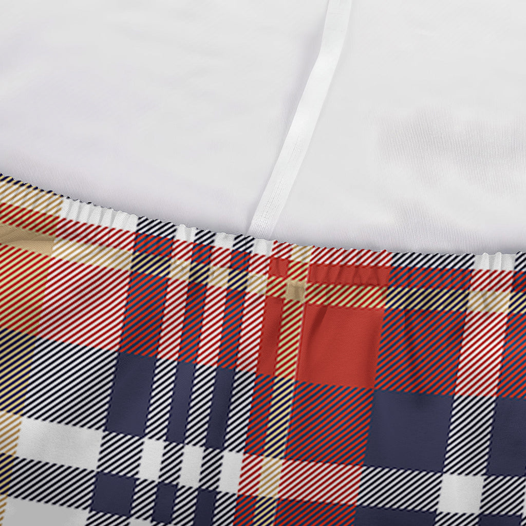 Red Blue And Beige Madras Plaid Print Sofa Cover