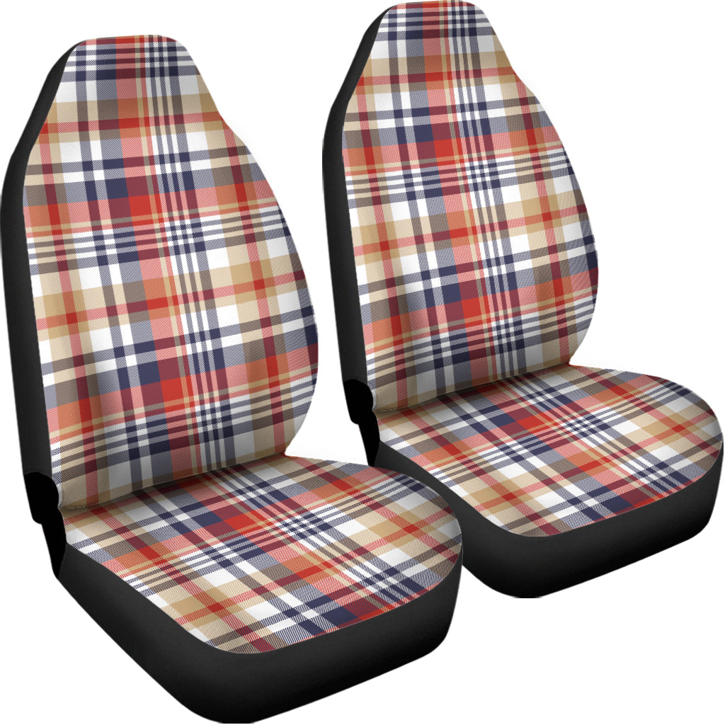 Red Blue And Beige Madras Plaid Print Universal Fit Car Seat Covers