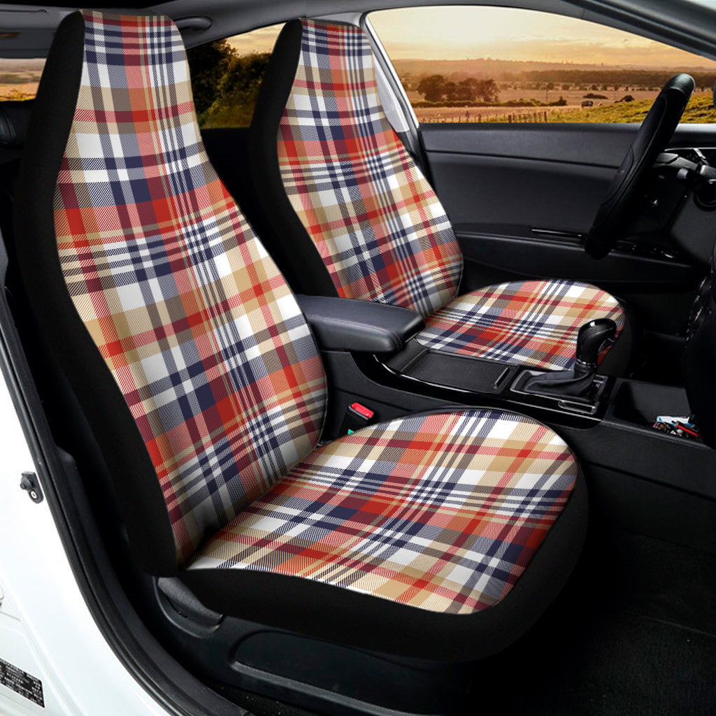 Red Blue And Beige Madras Plaid Print Universal Fit Car Seat Covers