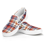 Red Blue And Beige Madras Plaid Print White Slip On Shoes