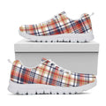 Red Blue And Beige Madras Plaid Print White Running Shoes