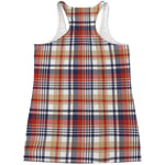 Red Blue And Beige Madras Plaid Print Women's Racerback Tank Top