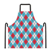 Red Blue And White Argyle Pattern Print Apron