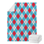 Red Blue And White Argyle Pattern Print Blanket