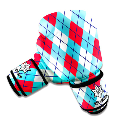 Red Blue And White Argyle Pattern Print Boxing Gloves