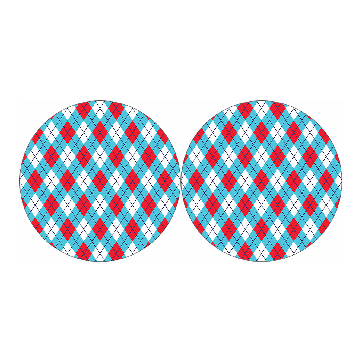 Red Blue And White Argyle Pattern Print Car Coasters