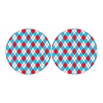 Red Blue And White Argyle Pattern Print Car Coasters