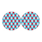 Red Blue And White Argyle Pattern Print Car Coasters