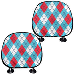 Red Blue And White Argyle Pattern Print Car Headrest Covers