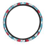 Red Blue And White Argyle Pattern Print Car Steering Wheel Cover