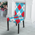 Red Blue And White Argyle Pattern Print Dining Chair Slipcover