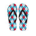 Red Blue And White Argyle Pattern Print Flip Flops
