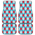 Red Blue And White Argyle Pattern Print Front and Back Car Floor Mats