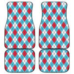 Red Blue And White Argyle Pattern Print Front and Back Car Floor Mats