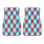 Red Blue And White Argyle Pattern Print Front Car Floor Mats