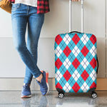 Red Blue And White Argyle Pattern Print Luggage Cover