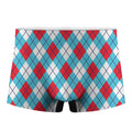 Red Blue And White Argyle Pattern Print Men's Boxer Briefs