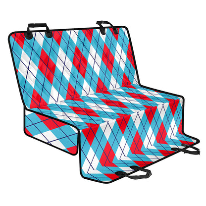 Red Blue And White Argyle Pattern Print Pet Car Back Seat Cover