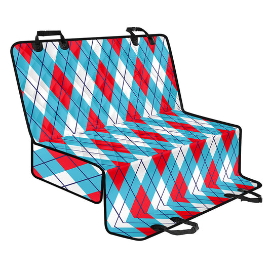 Red Blue And White Argyle Pattern Print Pet Car Back Seat Cover