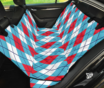 Red Blue And White Argyle Pattern Print Pet Car Back Seat Cover