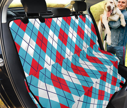 Red Blue And White Argyle Pattern Print Pet Car Back Seat Cover