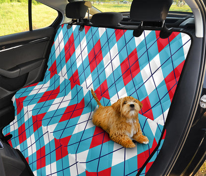Red Blue And White Argyle Pattern Print Pet Car Back Seat Cover